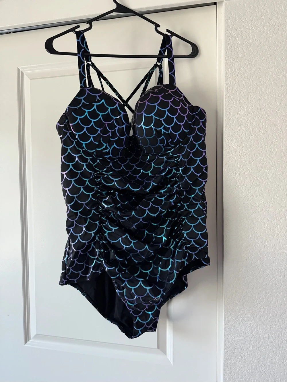 torrid One-Piece Swimsuit with Mermaid Iridescent Blue-Purple Scale Print